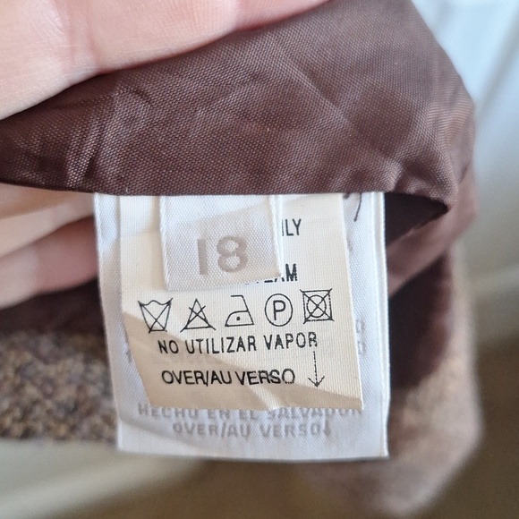 VTG Liz Claiborne Wool Mohair Blazer Brown Size 18 Dark Academia Oversized - Picture 6 of 7